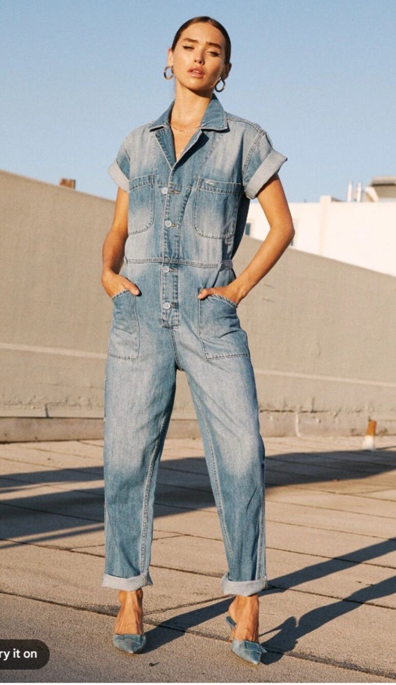 Pistola Grover Field Suit Denim Utility Jumpsuit in Disoriented Blue size M